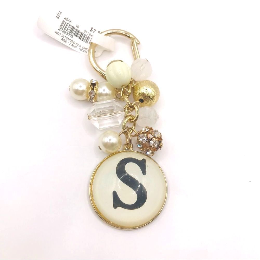 Gold Chic Initial S Keychain Keyring Car Accessory